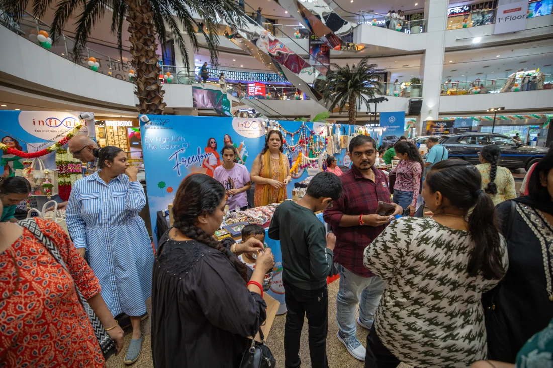Exhibition store stall hand made craft at Infiniti Mall malad on independence day